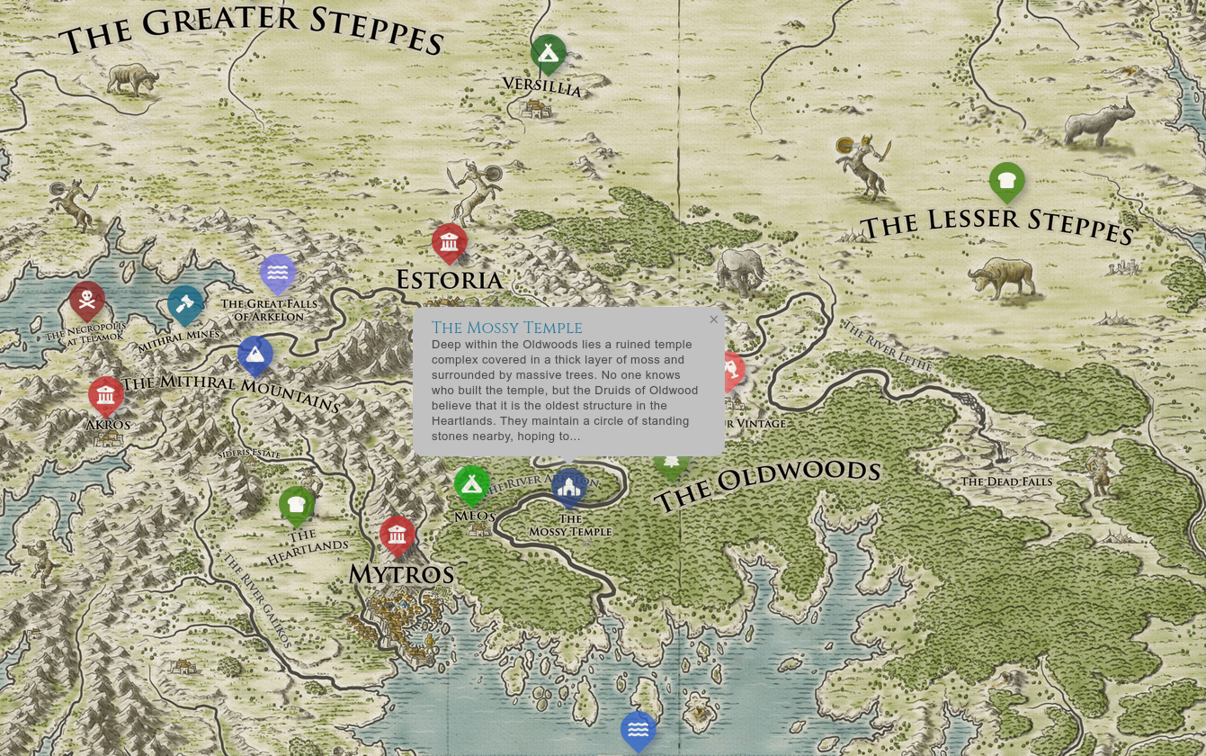 Interactive maps with pins
