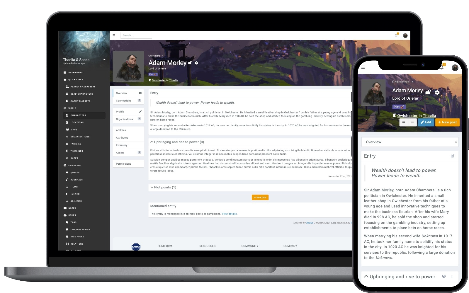 Kanka tabletop rpg campaign management and worldbuilding dashboard